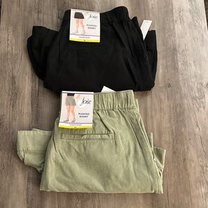 Joie Black and Green Pleated Shorts